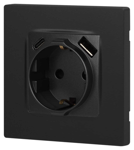 Розетка ЭРА Серия 12 12-4108-12 2P+E 16A-250В со шторками с USB type-A+C 5В-3А графит Б0067700 фото 5