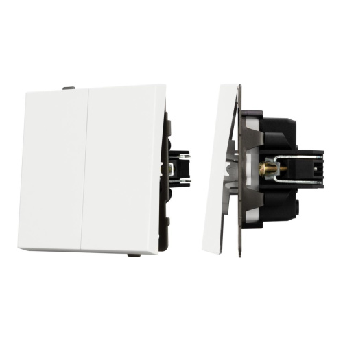 Механизм выключателя двухклавишный непроходной SWT-TENDO-MK02-SFPL-WH (230V, 10A) Arlight 054547