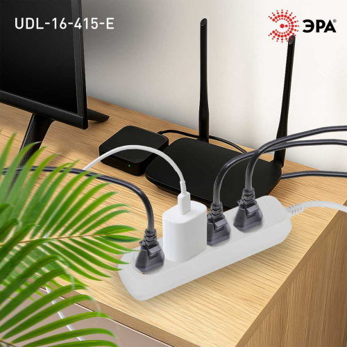 Удлинитель электрический ЭРА UDL-16-415-E Greenline 4 розетки с заземлением 1,5м ПВС 3x1мм2 Б0065081 фото 5 Удлинитель электрический ЭРА UDL-16-415-E Greenline 4 розетки с заземлением 1,5м ПВС 3x1мм2 Б0065081 фото 5