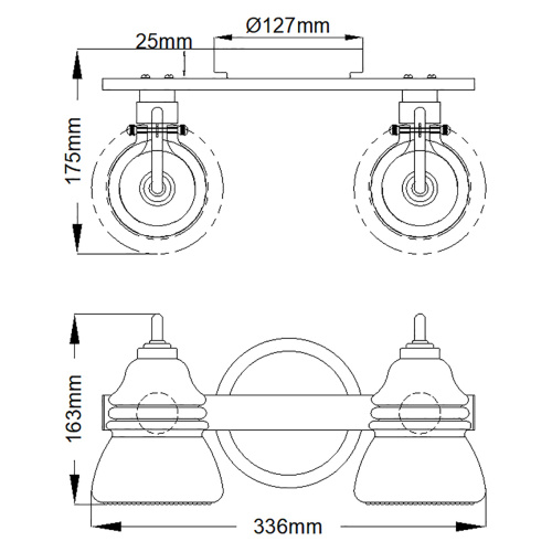 Бра для ванных комнат Kichler, Арт. KL-TALLAND2-PC-BATH фото 6