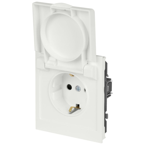 Розетка ЭРА Arktik 16-2103-08 с заземлением 2P+E Schuko со шторками с крышкой 16А-250В белый матовый Б0070441 фото 5