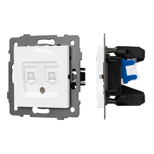 Механизм компьютерной розетки двойной SCT-MPC2-PL-WH-V (RJ-45, CAT6) Arlight 049854
