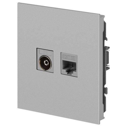 Розетка ЭРА Arktik 16-3110-03 комбинированная RJ45+TV алюминий Б0070496 фото 5