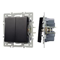 Механизм выключателя двухклавишный непроходной SWT-MK02-PL-BK (250V, 16A) Arlight 043725