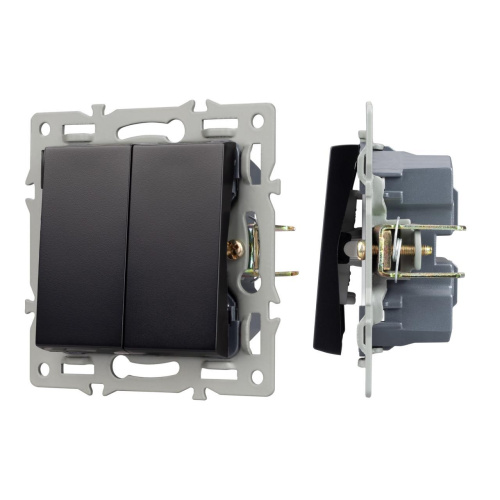 Механизм выключателя двухклавишный непроходной SWT-MK02-PL-BK (250V, 16A) Arlight 043725