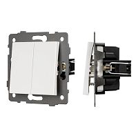Механизм выключателя двухклавишный самовозвратный SWT-MKR2-PL-WH-V (250V, 10A) Arlight 049883