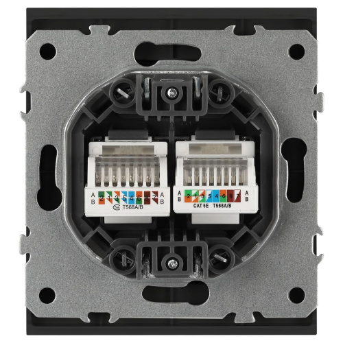 Розетка ЭРА Arktik 16-3108-05 информационная двойная 2XRJ45 антрацит Б0070488 фото 4