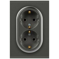 Розетка ЭРА Arktik 16-2105-06 двойная с заземлением 2X2P+E Schuko со шторками 16А-250В графит Б0070459