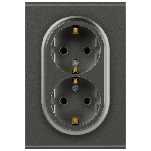 Розетка ЭРА Arktik 16-2105-06 двойная с заземлением 2X2P+E Schuko со шторками 16А-250В графит Б0070459