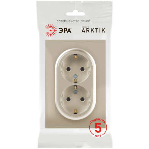 Розетка ЭРА Arktik 16-2105-04 двойная с заземлением 2X2P+E Schuko со шторками 16А-250В шампань Б0070457 фото 3 Розетка ЭРА Arktik 16-2105-04 двойная с заземлением 2X2P+E Schuko со шторками 16А-250В шампань Б0070457 фото 3