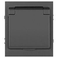 Розетка ЭРА Arktik 16-2103-06 с заземлением 2P+E Schuko со шторками с крышкой 16А-250В графит Б0070439