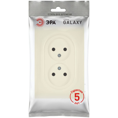 Розетка ЭРА Galaxy 15-2107-02 без заземления двойная 2X2P 16А-250В IP20 слоновая кость Б0071698 фото 3