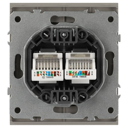 Розетка ЭРА Arktik 16-3108-07 информационная двойная 2XRJ45 титан Б0070490 фото 4