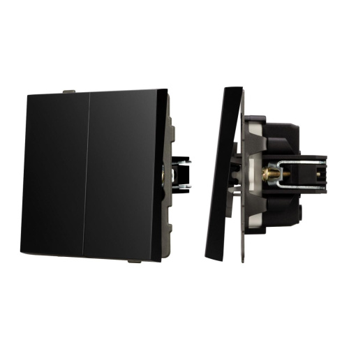 Механизм выключателя двухклавишный непроходной SWT-TENDO-MK02-PL-BK (230V, 10A) Arlight 054059