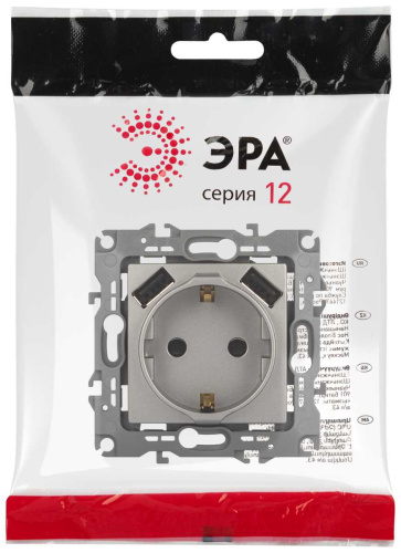 Розетка ЭРА Серия 12 12-4109-16 2P+E 16A-250В шторками с 2xUSB 5В-3А титан Б0065729 фото 5