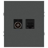 Розетка ЭРА Arktik 16-3110-06 комбинированная RJ45+TV графит Б0070499