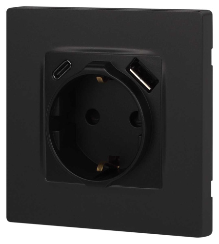 Розетка ЭРА Серия 12 12-4108-05 2P+E 16A-250В со шторками с USB type-A+C 5В-3А антрацит Б0067707 фото 7