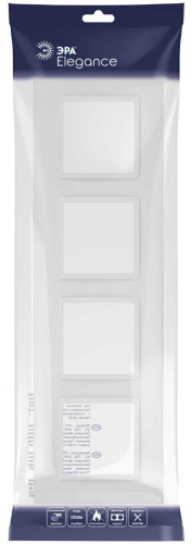 Рамка для розеток и выключателей ЭРА Elegance 14-5014-01М Classic, на 4 поста, белый матовый Б0065828 фото 3