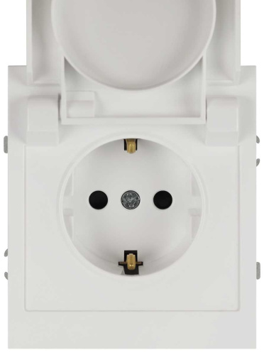 Розетка ЭРА Arktik 16-2103-01 с заземлением 2P+E Schuko со шторками с крышкой 16А-250В белый Б0070434 фото 3