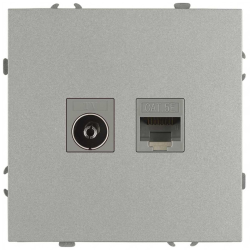 Розетка ЭРА Galaxy 15-3110-03 комбинированная RJ45+TV IP20 алюминий Б0070780