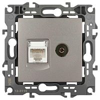 Розетка ЭРА Серия 12 12-3110-16 комбинированная RJ45+TV, титан Б0065646