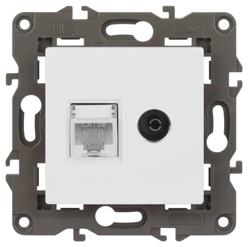 Розетка ЭРА Elegance 14-3110-01М RJ45+TV, белый матовый Б0065767