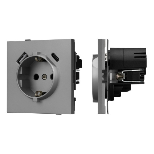 Механизм розетки с USB зарядкой SCT-TENDO-MUAC-PL-GR (230V, 16A) Arlight 054088