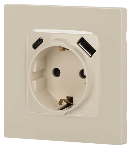 Розетка ЭРА Серия 12 12-4108-02 2P+E 16A-250В со шторками с USB type-A+C 5В-3А слоновая кость Б0067731 фото 5 Розетка ЭРА Серия 12 12-4108-02 2P+E 16A-250В со шторками с USB type-A+C 5В-3А слоновая кость Б0067731 фото 5