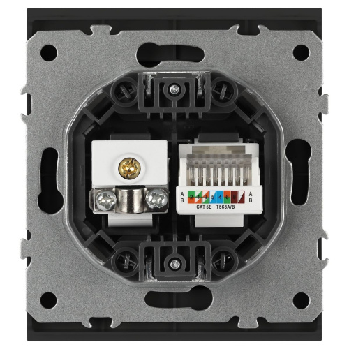 Розетка ЭРА Arktik 16-3110-05 комбинированная RJ45+TV антрацит Б0070498 фото 4