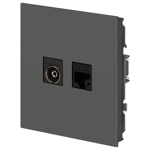 Розетка ЭРА Arktik 16-3110-06 комбинированная RJ45+TV графит Б0070499 фото 5