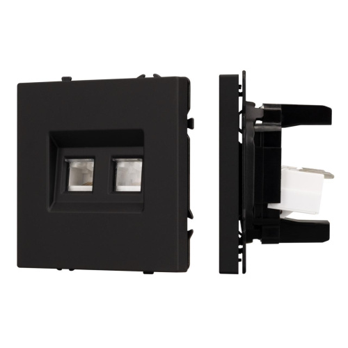 Механизм сдвоенной компьютерной розетки SCT-NOBE-MPC2-SFPL-BK (RJ-45, CAT6) Arlight 054313