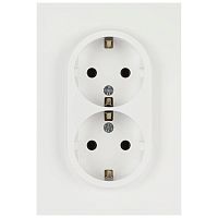 Розетка ЭРА Arktik 16-2105-08 двойная с заземлением 2X2P+E Schuko со шторками 16А-250В белый матовый Б0070461