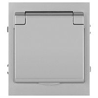 Розетка ЭРА Arktik 16-2103-03 с заземлением 2P+E Schuko со шторками с крышкой 16А-250В алюминий Б0070436