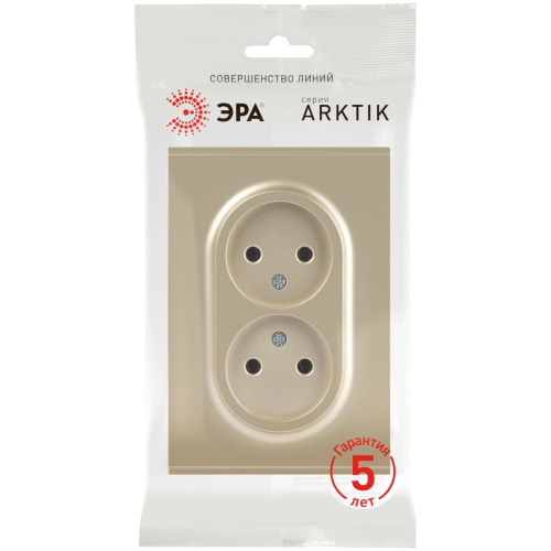 Розетка ЭРА Arktik 16-2107-04 без заземления двойная 2X2P 16А-250В шампань Б0071684 фото 3