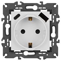 Розетка ЭРА Elegance 14-4108-01 2P+E 16A-250В со шторками с USB type-A+C 5В-3А белый Б0067736