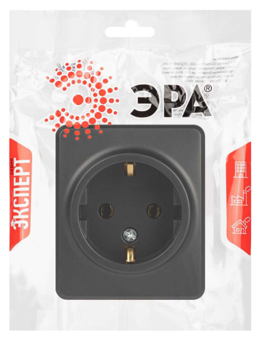 Розетка ЭРА Эксперт 11-2203-05 2P+E Schuko IP20 16A-250В ОУ антрацит Б0063008 фото 4