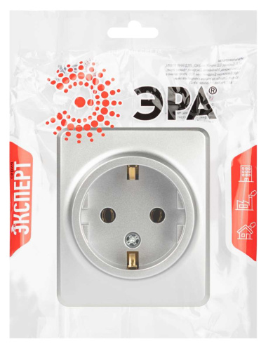 Розетка ЭРА Эксперт 11-2203-03 2P+E Schuko IP20 16A-250В ОУ алюминий Б0063020 фото 3