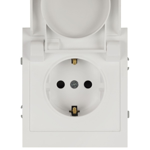 Розетка ЭРА Arktik 16-2103-08 с заземлением 2P+E Schuko со шторками с крышкой 16А-250В белый матовый Б0070441 фото 7