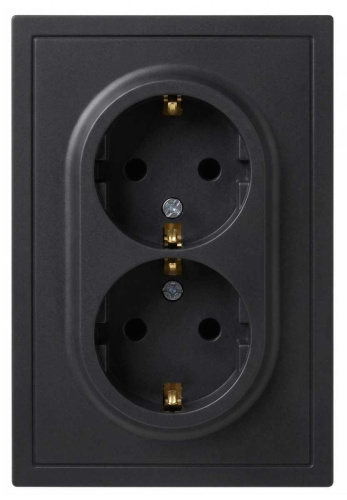 Розетка ЭРА Galaxy 15-2104-05 с заземлением двойная 2X2P+E Schuko 16А-250В IP20 антрацит Б0070685
