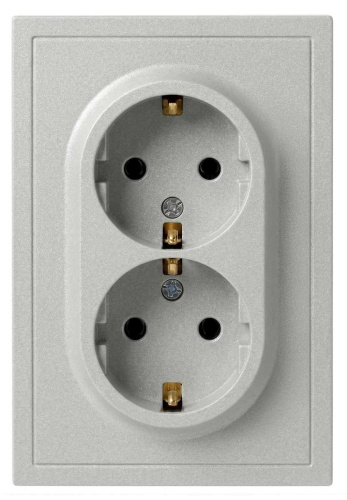 Розетка ЭРА Galaxy 15-2105-03 с заземлением двойная 2X2P+E Schuko со шторками IP20 16А-250В алюминий Б0070701 Розетка ЭРА Galaxy 15-2105-03 с заземлением двойная 2X2P+E Schuko со шторками IP20 16А-250В алюминий Б0070701