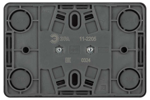 Розетка ЭРА Эксперт 11-2205-05 двойная с заземлением 2х2P+E Schuko IP20 16A-250В ОУ антрацит Б0063047 фото 4