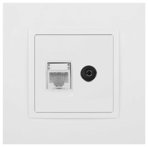 Розетка ЭРА Elegance 14-3110-01М RJ45+TV, белый матовый Б0065767 фото 7