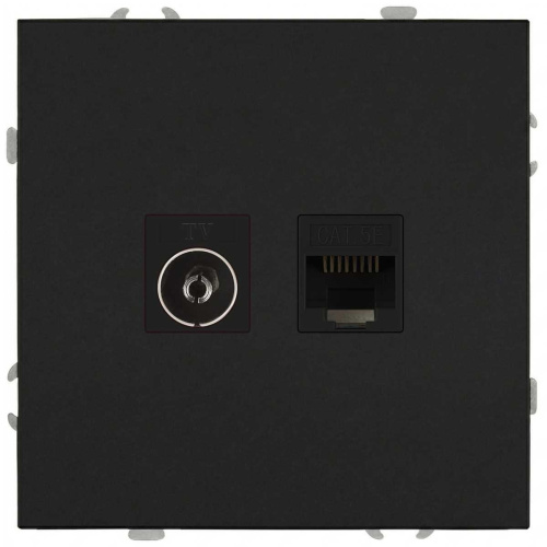 Розетка ЭРА Galaxy 15-3110-05 комбинированная RJ45+TV IP20 антрацит Б0070784