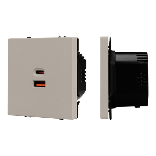 Механизм розетки с быстрой USB зарядкой SCT-NOBE-MUAC-SFPL-FC-CA (65W, QC3) Arlight 059446