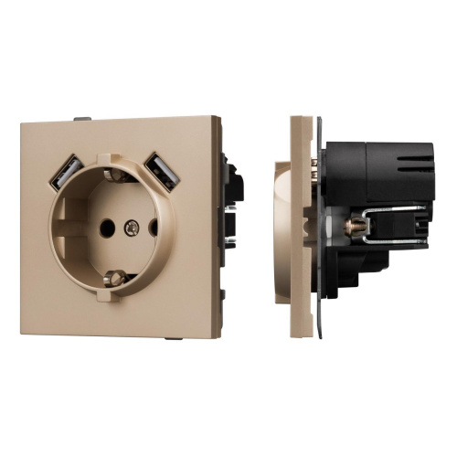 Механизм розетки с USB зарядкой SCT-TENDO-MUAA-PL-GD (230V, 16A) Arlight 054085 Механизм розетки с USB зарядкой SCT-TENDO-MUAA-PL-GD (230V, 16A) Arlight 054085