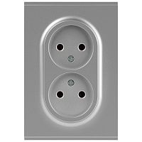 Розетка ЭРА Arktik 16-2107-03 без заземления двойная 2X2P 16А-250В алюминий Б0071683