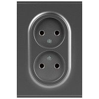 Розетка ЭРА Arktik 16-2107-06 без заземления двойная 2X2P 16А-250В графит Б0071686
