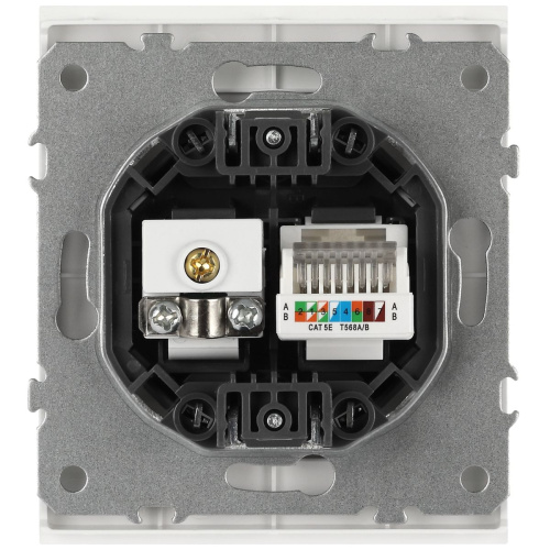 Розетка ЭРА Arktik 16-3110-08 комбинированная RJ45+TV белый матовый Б0070501 фото 4