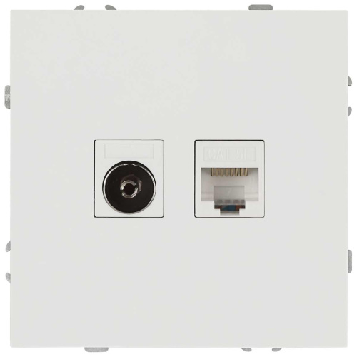 Розетка ЭРА Galaxy 15-3110-01 комбинированная RJ45+TV IP20 белый Б0070776