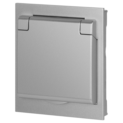 Розетка ЭРА Arktik 16-2103-03 с заземлением 2P+E Schuko со шторками с крышкой 16А-250В алюминий Б0070436 фото 6
